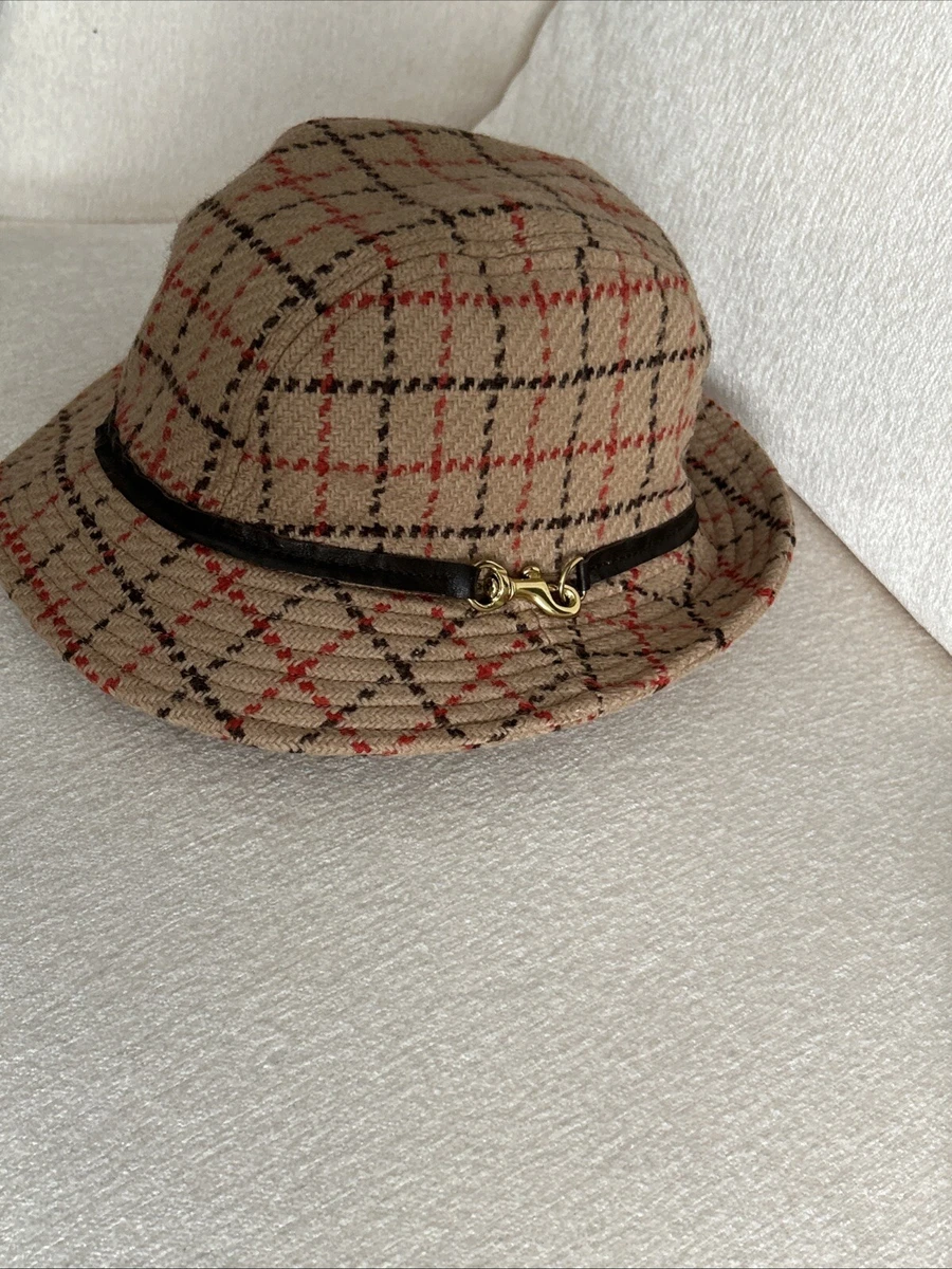 COACH 100% WOOL BUCKET HAT LEATHER TRIM P/S VINTAGE TAN  display picture 3
