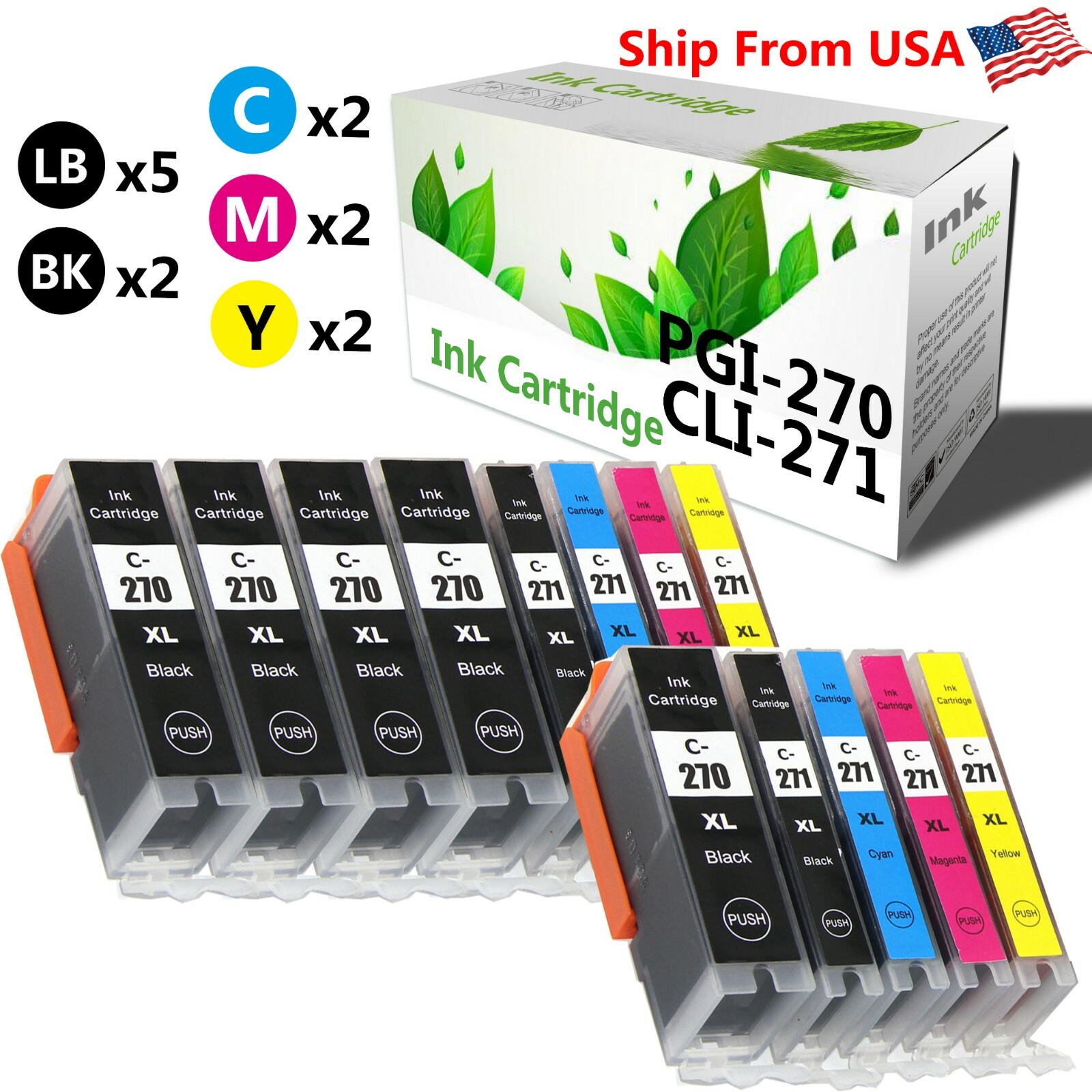13 PK PGI270XL CLI271XL Ink Cartridges for Canon PIXMA MG6820 MG6821 Black Silver
