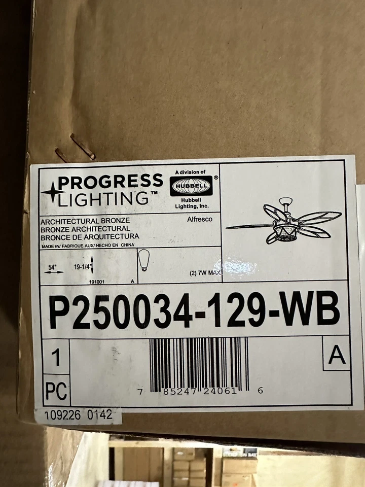 Progress Lighting Alfresco Collection 54" Indoor/Outdoor 5-Blade Bronze Fan… - Image 2 of 2