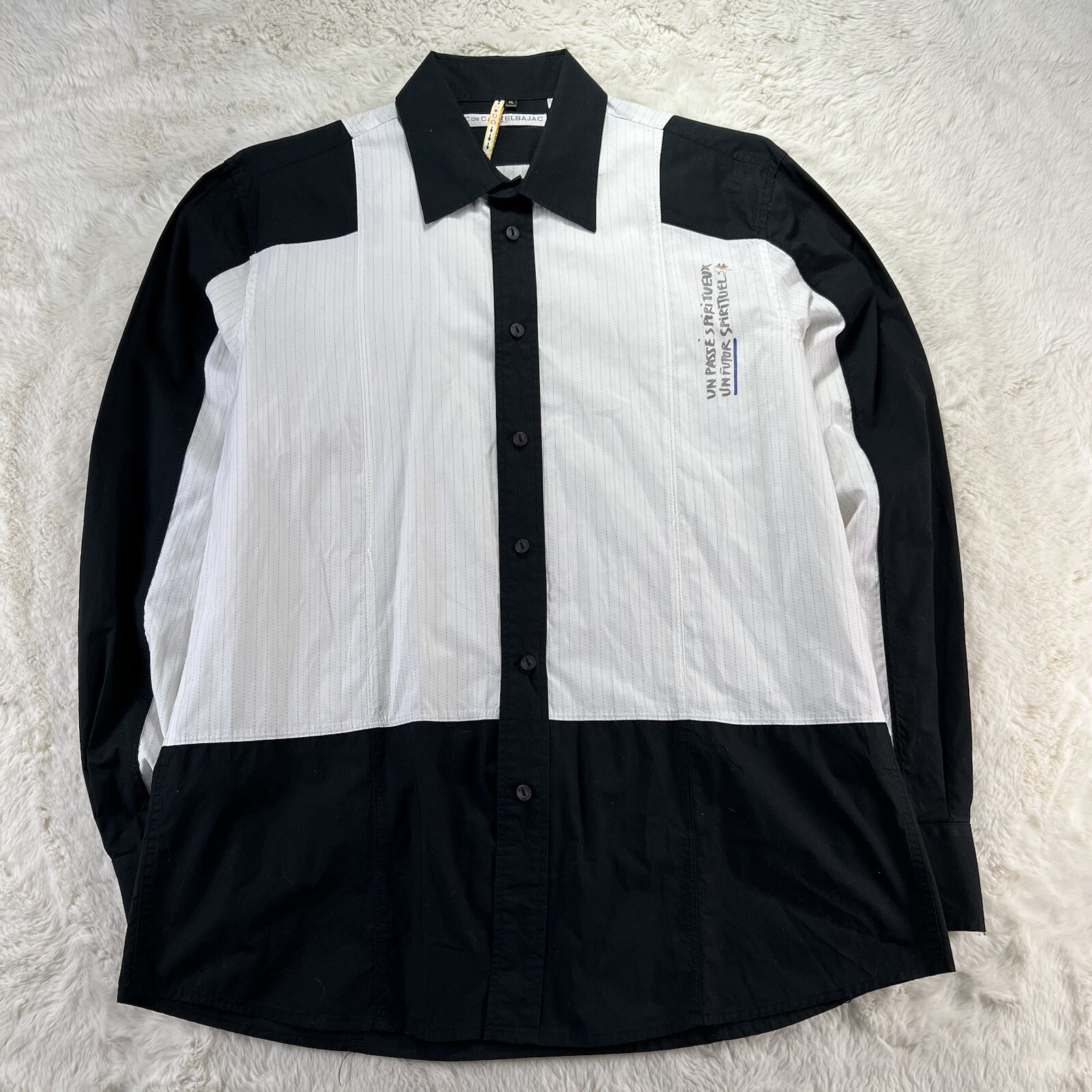JC De Castelbajac Mens XL LS Shirt Un Passe Spiritueux un Future Spirituel