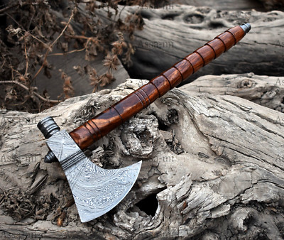 CUSTOM Hand FORGED DAMASCUS STEEL Smoking Pipe VIKING CAMPING TOMAHAWK Axe ,Gift