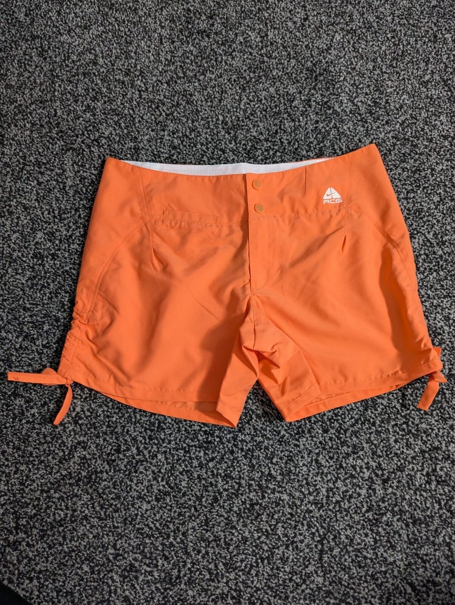 Nike ACG Shorts Womens Size UK 10 Deadstock Orange Athletic Running Side Tie | eBay UK
