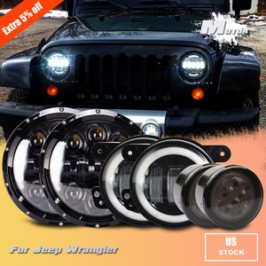 Details About 7 Split Halo Led Headlights Fog Turn Signal Lights For 07 17 Jeep Wrangler Jk