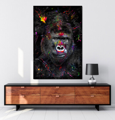 Artmazing | Stier Bild Bunt | Bild Stier | S-Art Bilder | Stierbilder Modern | Coole Wandbilder Wohnzimmer | Wandbild Stier Deko XXL | Bild Leinwand XXL | Buntes Poster Für Wand