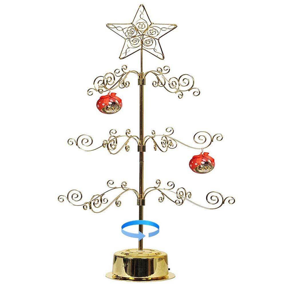 HOHIYA 24 Inch Rotating Metal Ornament Display Tree Stand with Wire Hooks