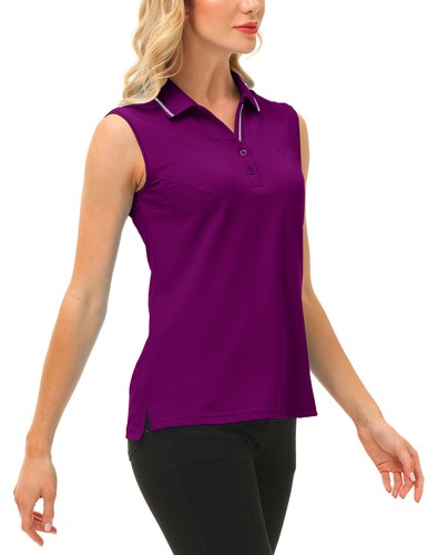 Women Button Golf Polo Gym Sleeveless Shirt T-shirt Casual Climbing Tennis Top - Picture 170 of 182
