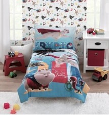 DC League Of Superpets 4Pc Toddler Bed Set Quilt Pillowcase Fitted Flat Sheet E1