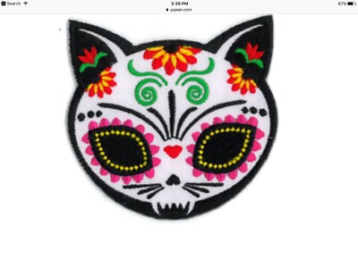 NEW CAT PATCH APPLIQUÉ BRILLIANT THREADS GATO MUERTO CAT LOVER DAY OF DEAD PH547
