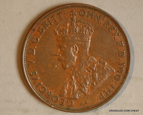 * 1936 PENNY NICE TONE 8 PROUD PEARLS FULL DIAMOND AUSTRALIA BRONZE COIN #CGK50 - Picture 5 of 8