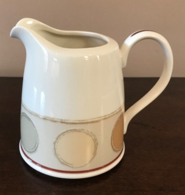 Noritake Ambience Mocha Java 7989 Creamer Pitcher Green Brown Tan Circles Dots