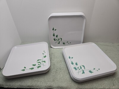 31 St Regis Serv-A-Dish Enameled Lap/Buffet/TV Trays White with English Ivy