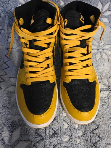 Jordan Air Jordan 1 Men's Mid Top Lace Up Colorblock Sneakers Yellow Black