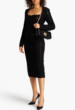 NEW DOLCE&GABBANA Crocheted Wool Cashmere Blend Midi Dress, Black, IT 40
