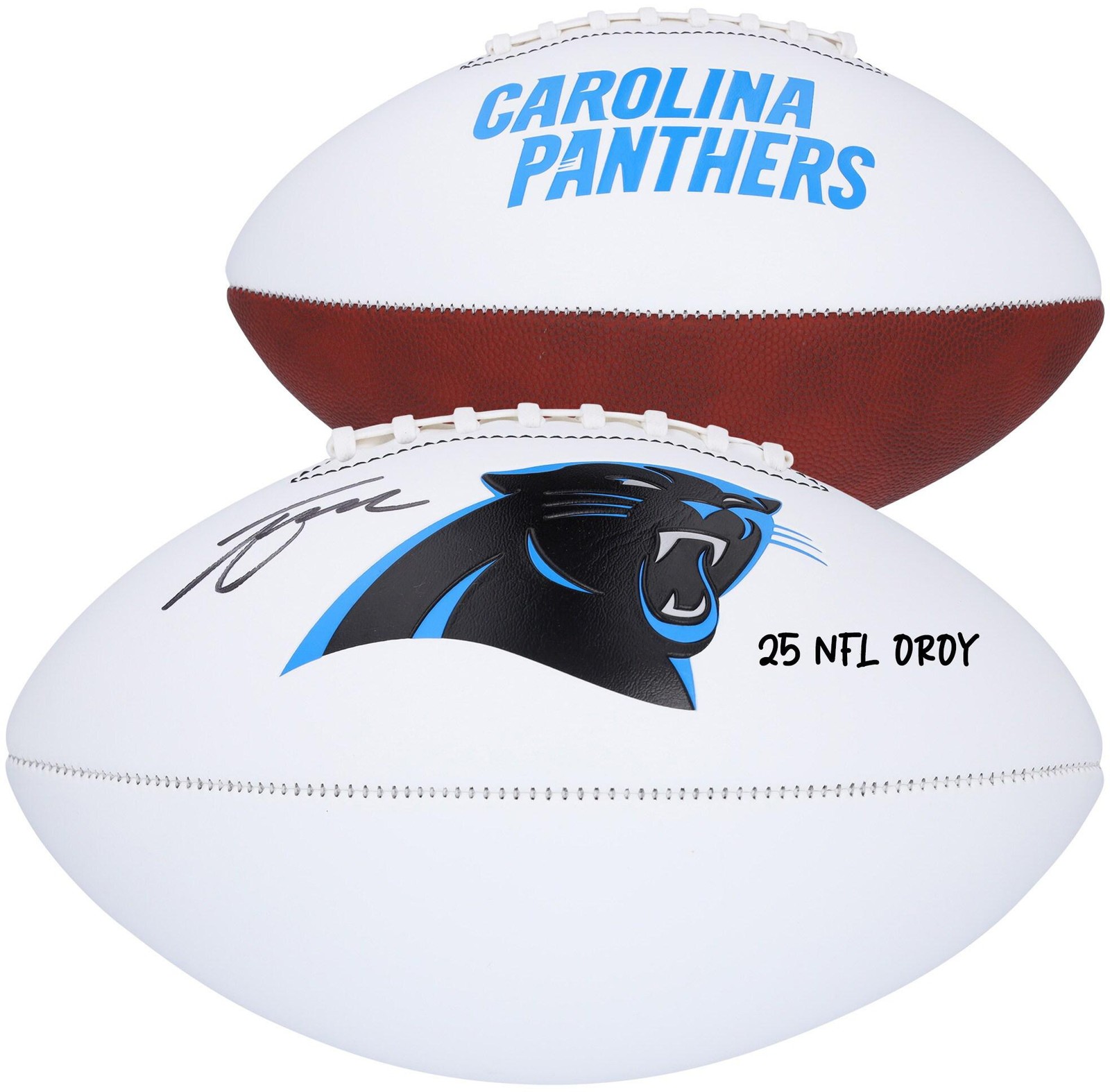 Tetairoa McMillan Autographed Signed Carolina Panthers Panthers Franklin White Panel Football w/NFL OROY Insc 