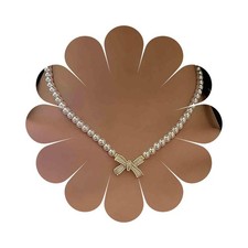 Bohemian Pearl Bow Choker Necklace White Pearl Bow Pendant Necklace Enamel Bow T