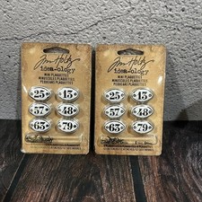 Idea-Ology Metal Number Plaquettes W/Brads 6/Pkg-White W/Black Numbers  - 2 Pack