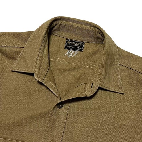 Khaki Herringbone Work Shirt Jacket M by The Real McCoy, Made in Japan - Picture 4 of 7