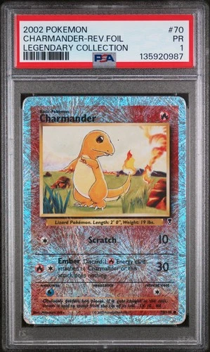 PSA 1 Charmander Rev.Foil 2002 Pokemon Legendary Collection 70/110 Pokemon Card