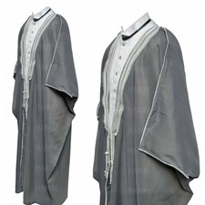 Men's PREMIUM 3 Quarter Sleeve Arabian Bisht Grey Silver Cloak Arab Dress Tho