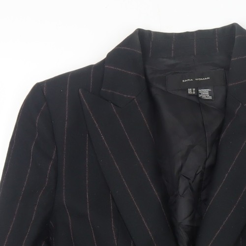 Zara Woman Black Pinstripe Blazer, Size 5, Office Wear - Picture 4 of 12