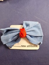 Vtg Y2K Huge Bow Denim Look Hair Barrette 2