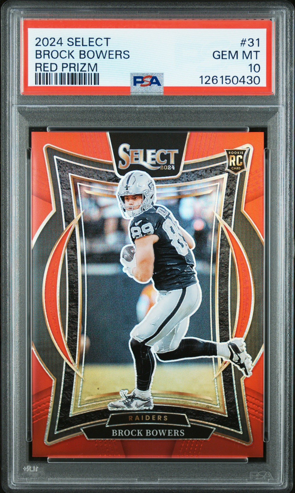 2024 Panini Select - BROCK BOWERS (RC) #31 Red Prizm #/99 PSA 10 Gem Mint!