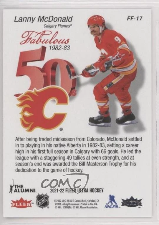 2021-22 Upper Deck Fleer Ultra Fabulous 50's Lanny McDonald #17 HOF - Image 2 of 2