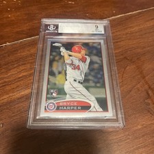 Bryce Harper RC 2012 Topps Chrome #196 Hitting BGG 9 Mint Rookie Card MVP. rookie card picture