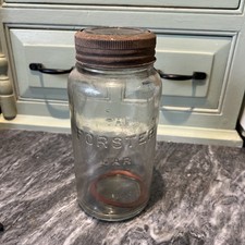 1 x Vintage 1940s Fosters Clear Glass Storage Preserve Jar Metal Screw Top lid