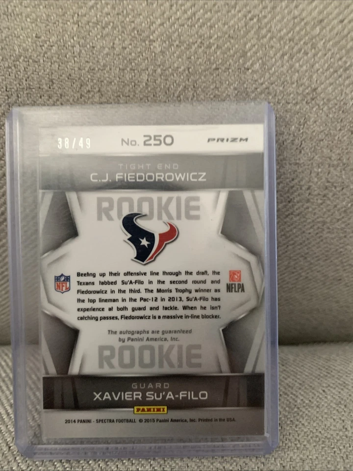 2014 Panini Spectra - Rookie Dual Autographs C.J. Fiedorowicz, Xavier Su'A-Filo  - Image 2 of 2