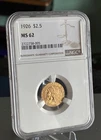 1926 INDIAN HEAD $2.5 QUARTER EAGLE GOLD NGC MS62