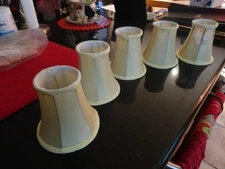 Chandelier Lamp Shades 6" x 6" x 3" Beige, UNO Attachment, Qty=4, 1 Needs Repair