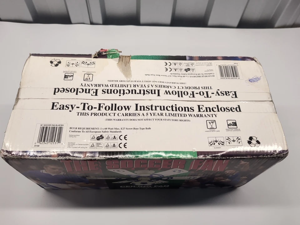 Vintage 1990's Soccer 30" Ceiling Fan With Lamp New Open Box Canarm - Image 3 of 4