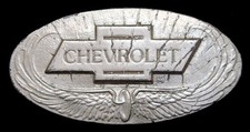 OC26179 NOS 1970s VINTAGE  CHEVROLET  OLD WING BOWTIE LOGO SILVERTONE BUCKLE