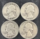 90% Silver Lot Of 4 Washington Quarters 1943x3/1944x1