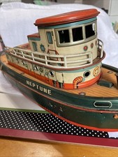 VTG Modern Toys NEPTUNE Tin Lithograph Tug Boat - Please Read!  1950’s