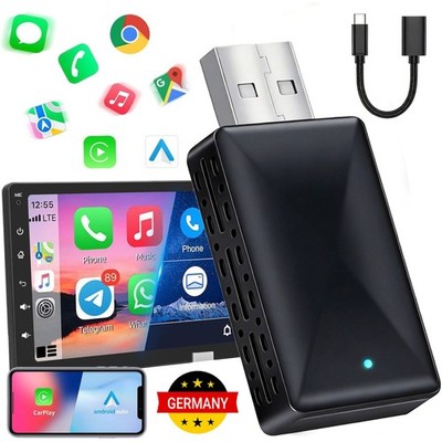 Mini Wired to Wireless CarPlay Android Auto Adapter Plug Play für iOS Android