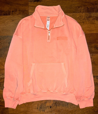 Victoria's Secret Pink Ivy Campus Half Zip Pullover Orange Hills