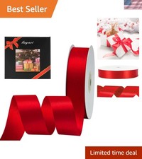 Solid Color Double Faced Red Satin Ribbon 1" X 50 Yards, Ribbons Perfect for ...