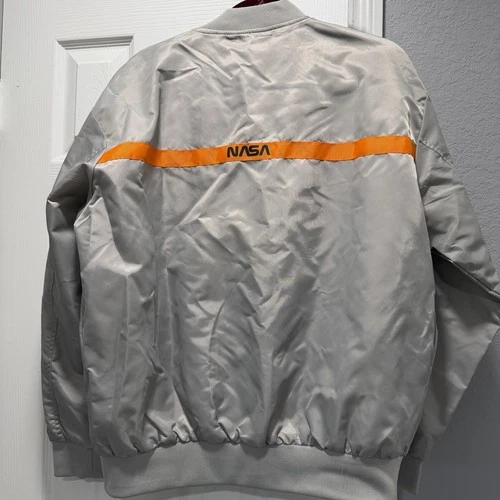 ASSTseries Bomber Jacket NASA Gray Adult Zip Front Windbreaker Size Medium NWOT! image 4