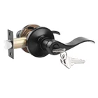 Probrico Matte Black Front Entry Lock Set Privacy Passage Door Levers Deadbolt