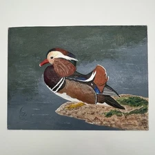 Original & Signed Mandarin Duck 3D Mixed Media Painting 16x20” By Barbara Weber