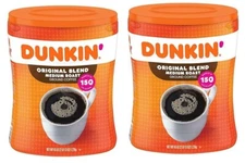 2-PACK Dunkin' Donuts Original Blend Ground Coffee Medium Roast 45 Oz Each Pack