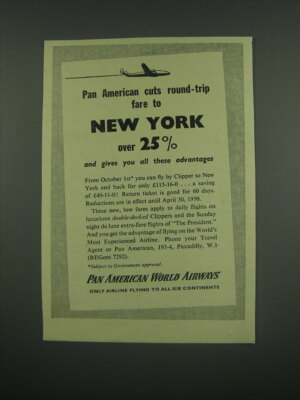 1949 Pan American World Airways Ad - Pan American cuts round-trip fare