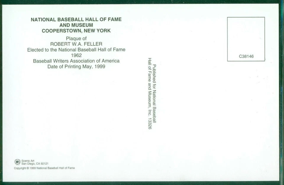 023, Original Autograph of Bob Feller (3), HOF Plaque Postcard, Indians - Image 2 of 3