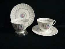 Royal Doulton The Chelsea Rose Footed Cups & Saucers - Two Sets