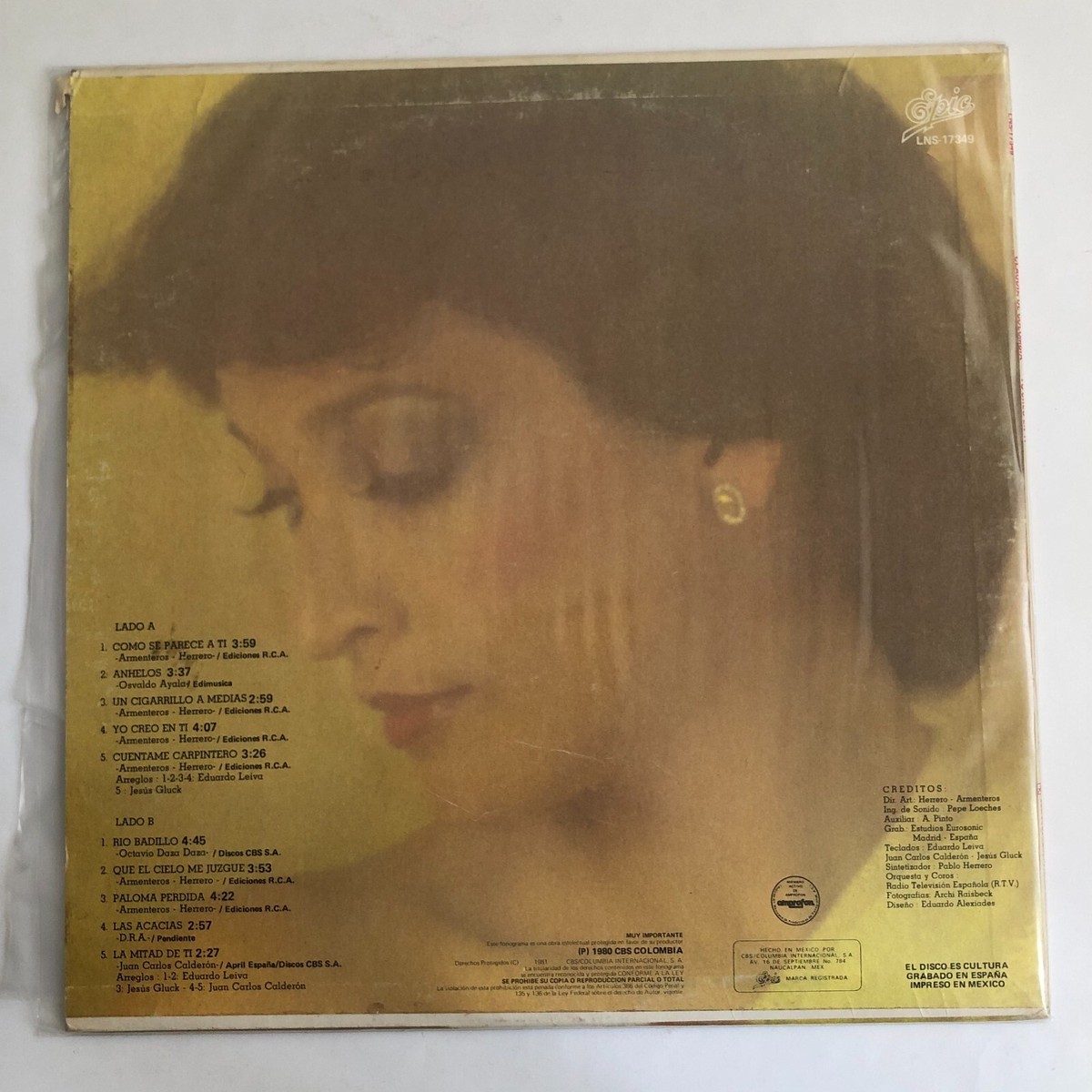 CLAUDIA DE COLOMBIA - YO CREO EN TI - 1980 MEXICAN LP, LATIN POP