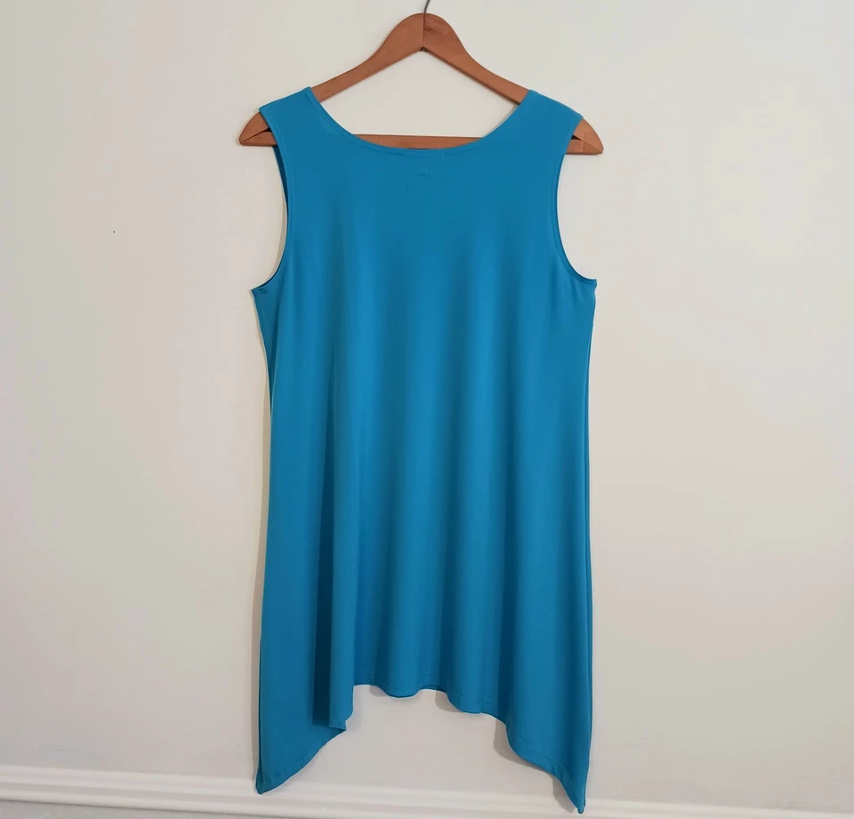 'Lbisse' Talla Túnica turquesa sin mangas L con dobladillo de mordedura de tiburón Foto 2 de 3