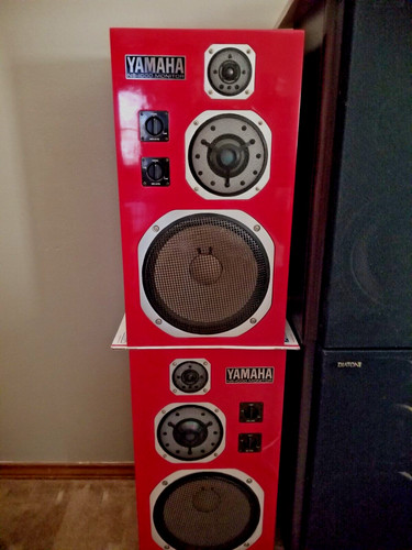 Pair Yamaha NS-1000M Speakers RED color Restored.