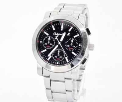 AGNES B V654-0A10 CHRONOGRAPH STAINLESS STEEL MENS WATCH + NEW